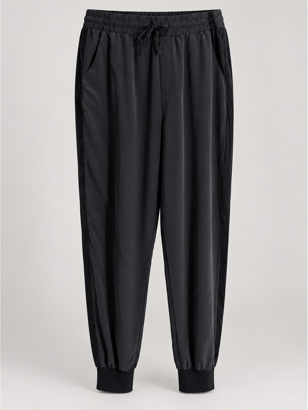 Splendid Collection Women’s XL Black Silk Velvet Stripe Jogger Pants